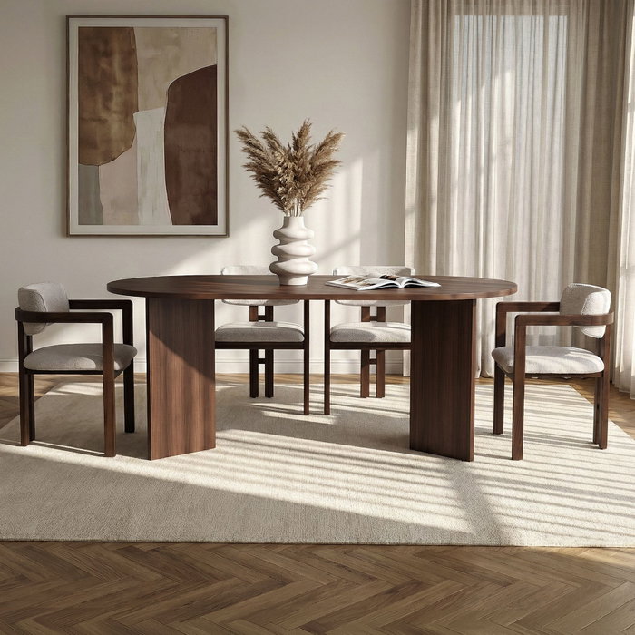Nordure Meridia 4 Juego de Comedor de 5 Piezas - Nogal Milano, Nogal Oscuro, Blanco